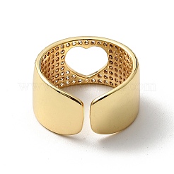 Clear Cubic Zirconia Heart Open Cuff Ring&nbsp;RJEW-G255-04B-G