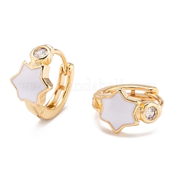 Brass Micro Pave Clear Cubic Zirconia Huggie Hoop Earrings&nbsp;EJEW-P187-B11