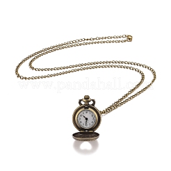 Alloy Flat Round with Heart Pendant Necklace Quartz Pocket Watch&nbsp;WACH-N011-27