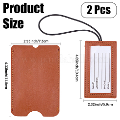 2Pcs PU Leather Pull Out Luggage Tag with Lanyard&nbsp;AJEW-CL0001-89F