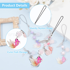 4Pcs Acrylic & Stainless Steel & Alloy Mobile Straps&nbsp;HJEW-HS00022