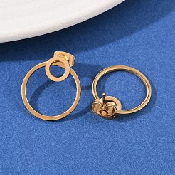 304 Stainless Steel Ring Stud Earrings&nbsp;EJEW-I320-12G