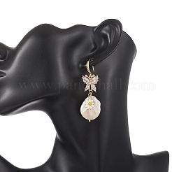 Natural Baroque Pearl Keshi Pearl Dangle Earrings&nbsp;EJEW-JE07241