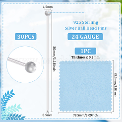 925 Sterling Silver Ball Head Pins&nbsp;STER-BC0002-16B