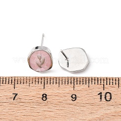 Brass Enamel Oval Stud Earrings&nbsp;EJEW-I322-04P