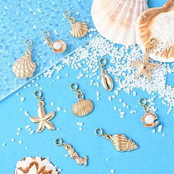 10Pcs 10 Styles Ocean Theme Alloy with Plastic Pearl European Dangle Charms&nbsp;PALLOY-YW00089