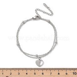 304 Stainless Steel Heart Charm Chain Bracelets&nbsp;BJEW-M097-01A-P