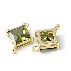 Brass Pave Cubic Zirconia Connector Charms&nbsp;KK-F892-53G-07