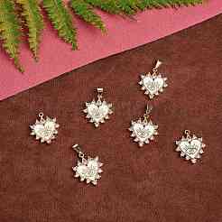 6Pcs Brass Clear Cubic Zirconia Pendants&nbsp;ZIRC-SZ0003-67