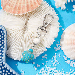 Tortoise & Round Synthetic Turquoise Pendant Decoration&nbsp;HJEW-JM02295-01