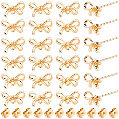 20Pcs Bowknot Brass Stud Earring Findings&nbsp;KK-BBC0028-23