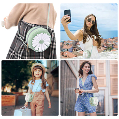 DIY Sew on PU Leather Daisy Flower Pattern Round Multi-Use Crossbody/Shoulder Bag Making Kits&nbsp;DIY-WH0297-56C