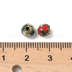 Vintage Handmade Round with Flower Pattern Cloisonne Beads&nbsp;CLB-XCP0001-02