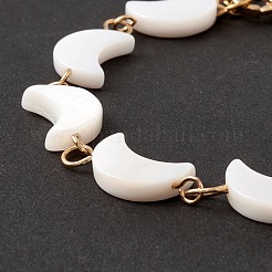 Natural Shell Moon Link Chain Bracelet&nbsp;BJEW-C015-01G