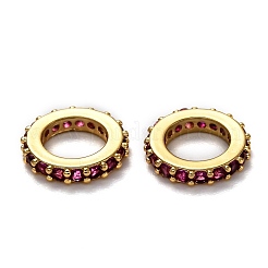 Brass Micro Pave Cubic Zirconia Rondelle European Beads&nbsp;KK-B028-18G