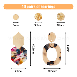 20Pcs 10 Style Acrylic Dangle Stud Earrings&nbsp;EJEW-FI0001-64