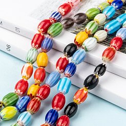 Oval Handmade Millefiori Glass Beads Strands&nbsp;LK-R004-38