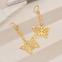 Elegant French Style Brass Hollow Butterfly Tassel Hoop Earrings&nbsp;JT4875