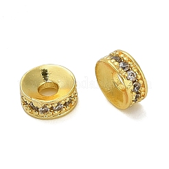 Flat Round Brass Micro Pave Clear Cubic Zirconia Beads&nbsp;KK-A276-08G