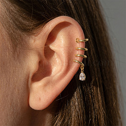 304 Stainless Steel Pave Cubic Zirconia Cuff Earrings&nbsp;WG912F2-01