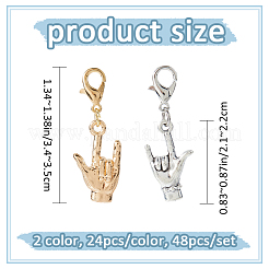 48Pcs 2 Colors Alloy Pendants Decorations&nbsp;HJEW-FH00182