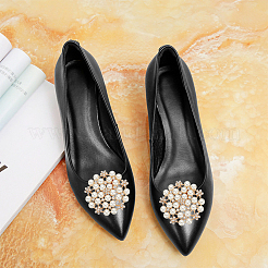 1 Pair Flower ABS Imitation Pearl Detachable Alloy Shoe Buckle Clips&nbsp;DIY-WR0004-08A