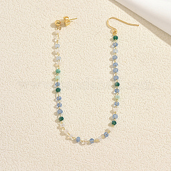 Brass Plastic Round Beads Long Stud Dangle Earrings for Women&nbsp;IU4158