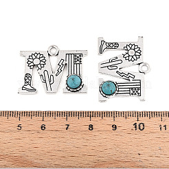 Synthetic Turquoise & Alloy Pendants&nbsp;PALLOY-H146-01AS-M