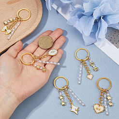 5Pcs Star Bowknot Alloy Enamel & ABS Plastic Imitation Pearl Charm Keychain&nbsp;KEYC-FH00082