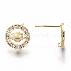 Brass Micro Pave Cubic Zirconia Stud Earring Findings&nbsp;KK-S356-058-NF