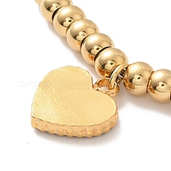 PVD Vacuum Plating 304 Stainless Steel Heart Charm Bracelet with Enamel&nbsp;BJEW-B057-08G