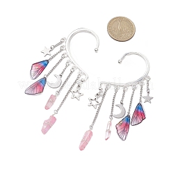 Wing Resin & Natural Quartz Crystal Points Beaded Dangle Earrings&nbsp;EJEW-TA00523