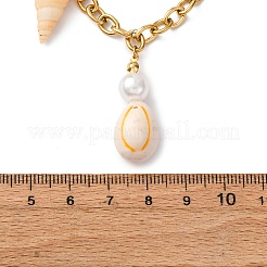 304 Stainless Steel Dolphin Sea Horse & Natural Shell Pendant Necklaces for Women&nbsp;NJEW-F346-07G