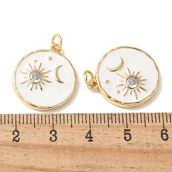 Brass Micro Pave Clear Cubic Zirconia and Enamel Pendants&nbsp;KK-Q031-13G