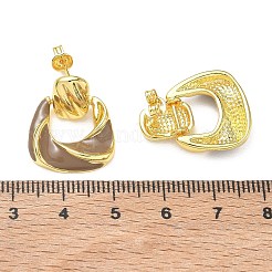 Brass Enamel Dangle Stud Earrings for Women&nbsp;KK-CBA760A-12G-02
