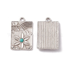 Synthetic Turquoise Half Round Pendants&nbsp;PALLOY-D013-25AS-B