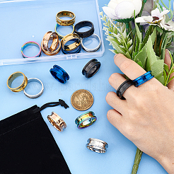 18Pcs 6 Colors 201 Stainless Steel Grooved Finger Ring Settings&nbsp;STAS-UN0048-52