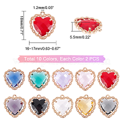 20Pcs 10 Colors Glass Pendants&nbsp;GLAA-PH0001-29
