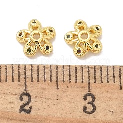 Rack Plating Brass Micro Pave Cubic Zirconia Bead Caps&nbsp;KK-K293-23B-G