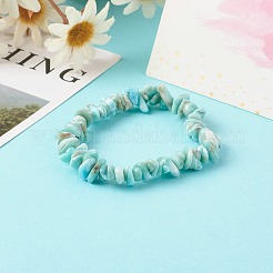 Natural Larimar Chip Beads Stretch Bracelets for Children&nbsp;BJEW-JB06389-02
