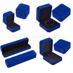 4Pcs 4 Style Square & Rectangle Velvet Necklace Boxes&nbsp;VBOX-BT0001-01A
