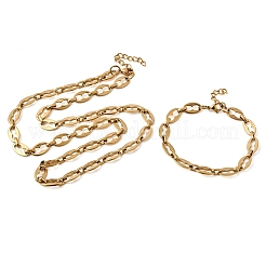 304 Stainless Steel Coffee Bean Chain Bracelet & Necklace Jewelry Sets&nbsp;SJEW-L199-19G