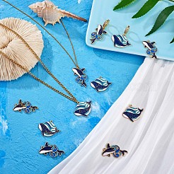 20Pcs Whale Enamel Charm Pendant Blue Whales Fish Charm Sea Animal Pendant for Jewelry Necklace Bracelet Earring Making Crafts&nbsp;JX299A
