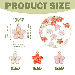 30Pcs 3 Styles Light Gold Plated Alloy Enamel Pendants&nbsp;ENAM-TA0003-23