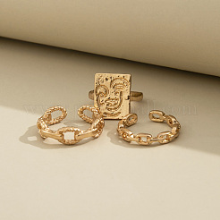 3Pcs Alloy Oval Chain Cuff Rings&nbsp;FS-WGF7236-01