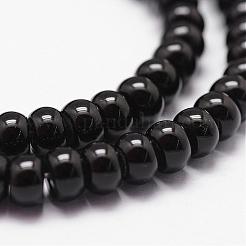 Natural Black Onyx Beads Strands&nbsp;G-P161-19-6x4mm
