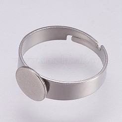Tarnish Resistant Adjustable 304 Stainless Steel Pad Ring Settings&nbsp;STAS-I088-I-01P