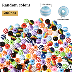 200Pcs Lined Round Resin Beads&nbsp;RESI-SP0001-44