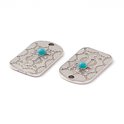 Synthetic Turquoise Half Round Pendants&nbsp;PALLOY-D013-04AS