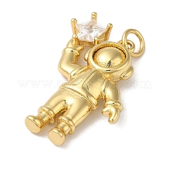 Rack Plating Brass Micro Pave Clear Cubic Zirconia Pendants&nbsp;KK-B092-40G